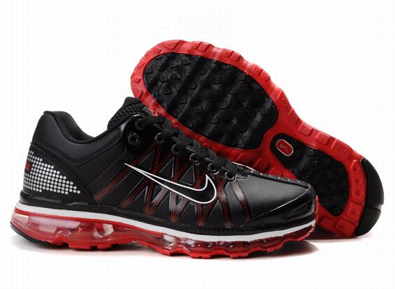 Nike Air Max 2009 Mens Leather Black Red Sole - Click Image to Close